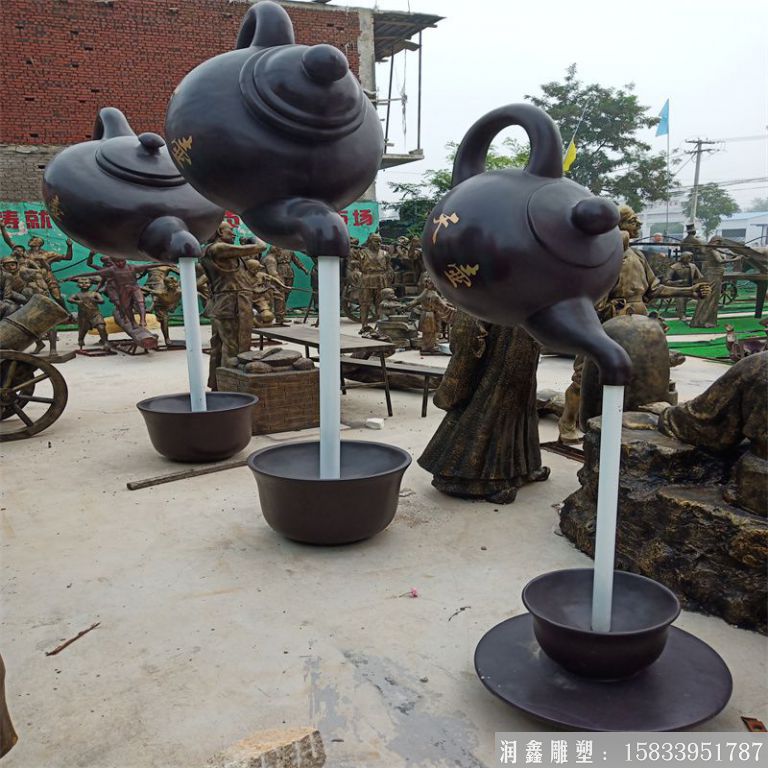 茶园玻璃钢悬浮天壶,茶社天壶厂家供应 (1)