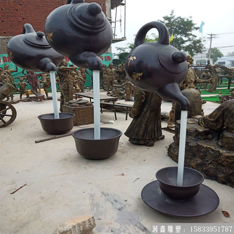 茶园玻璃钢悬浮天壶,茶社天壶厂家供应 (4)